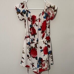 Floral Print Short Sleeve Romper